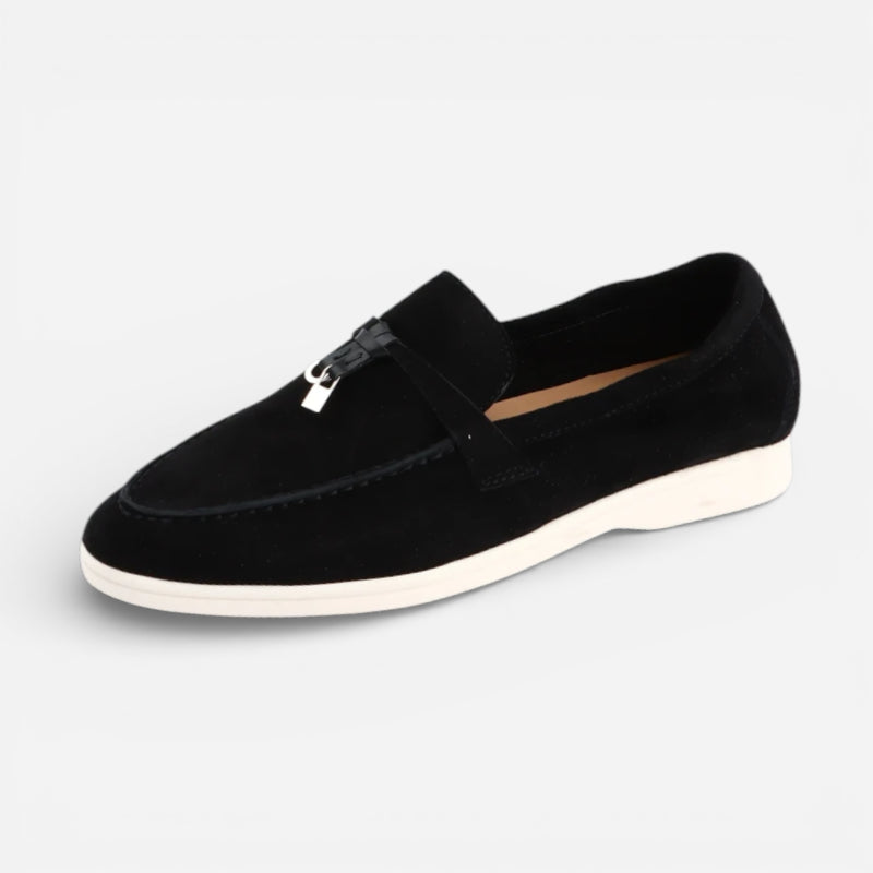 Mocassins à Glands Aspect Daim Noir