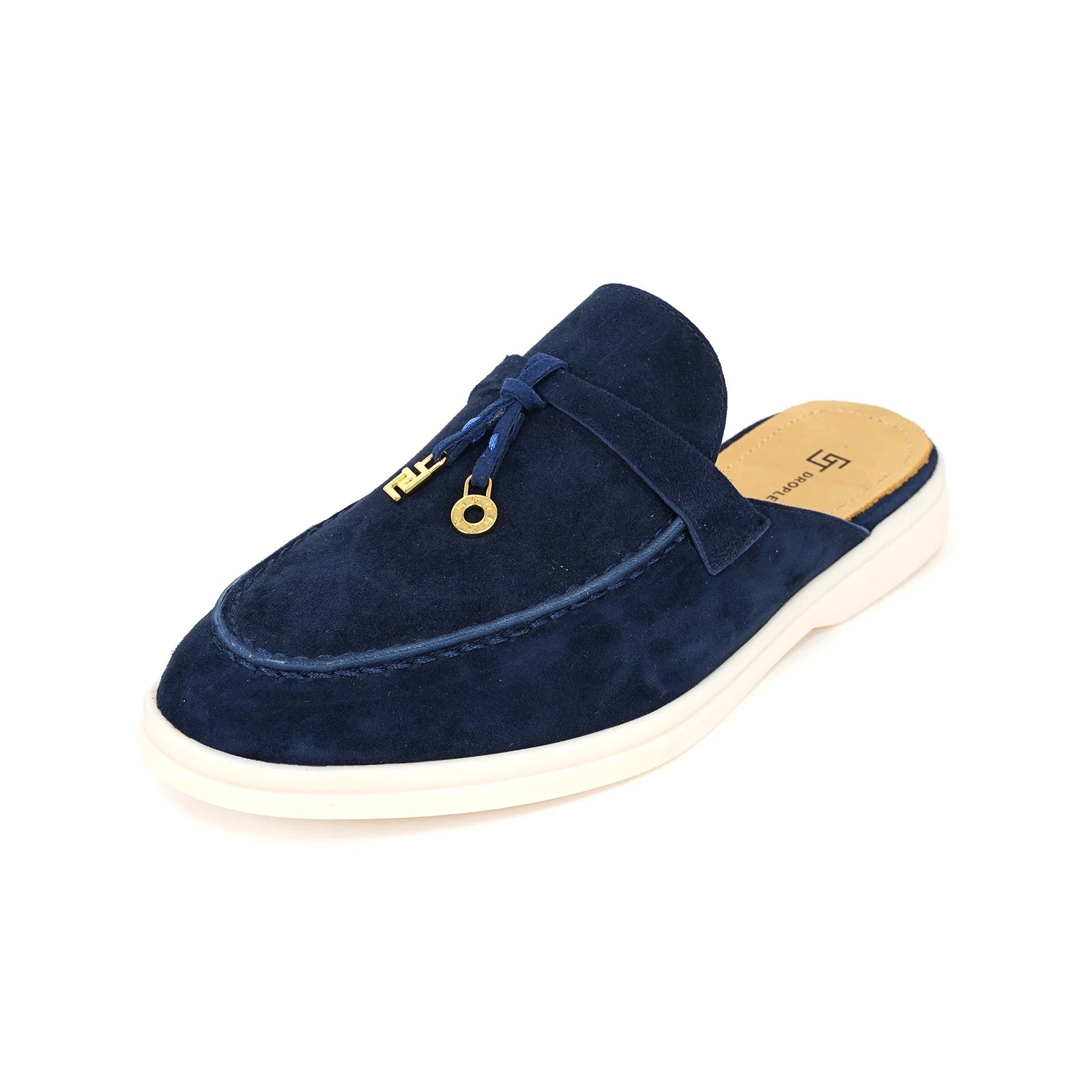 Mocassin En Daim Marine Coupé Femme