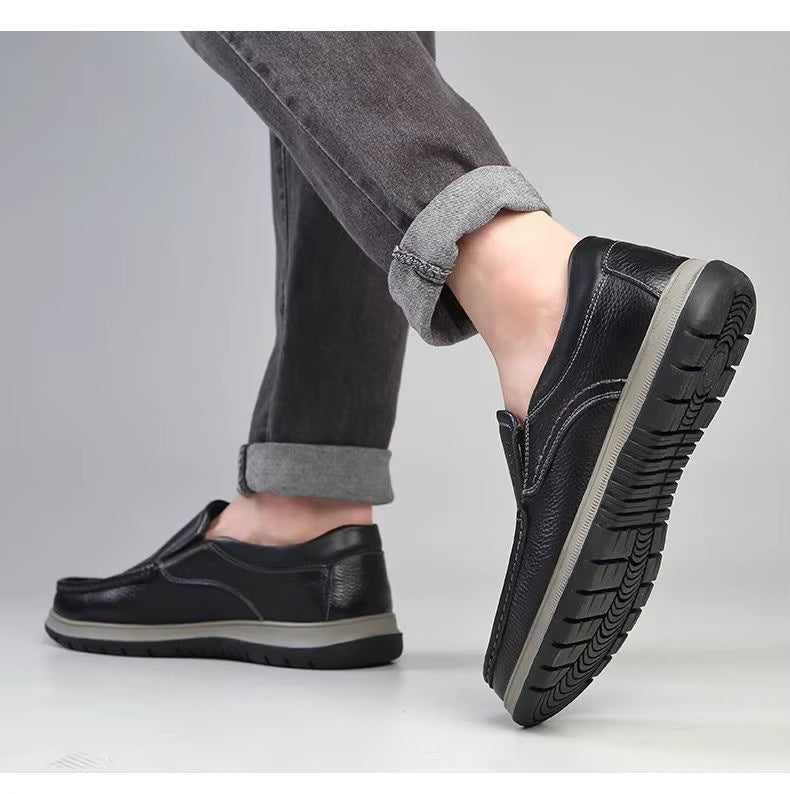 Mocassin En Cuir Noir Pour Homme épais
