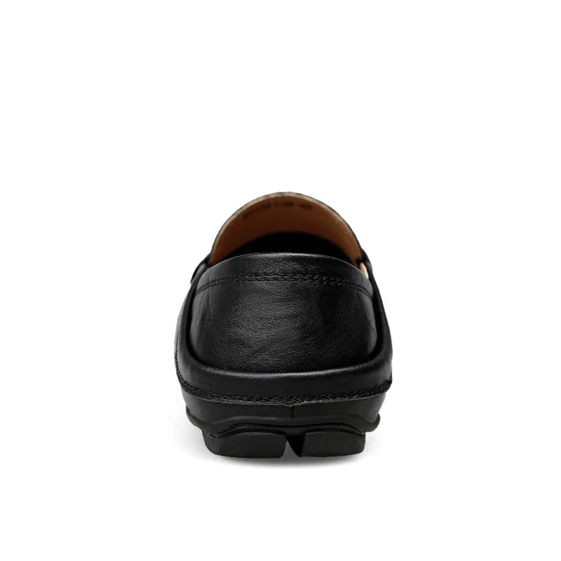 Mocassin Noir Cuir Pour Homme Respirant