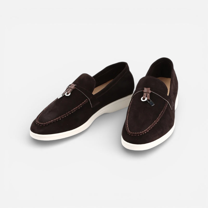 Mocassins à Glands Marron En Daim