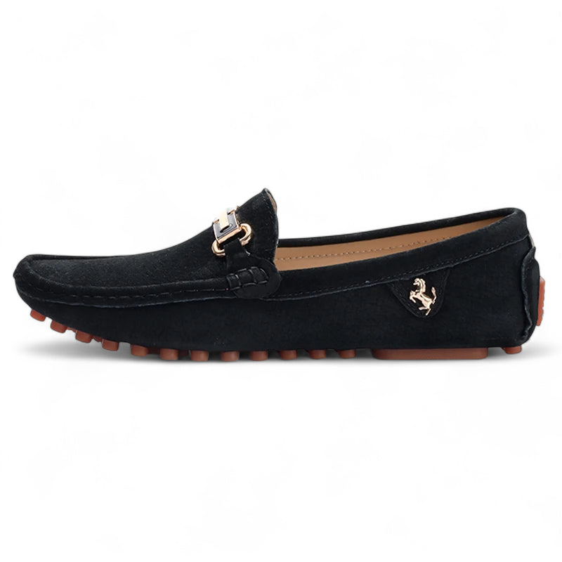 Mocassin Noir Homme Daim Avec Brochure