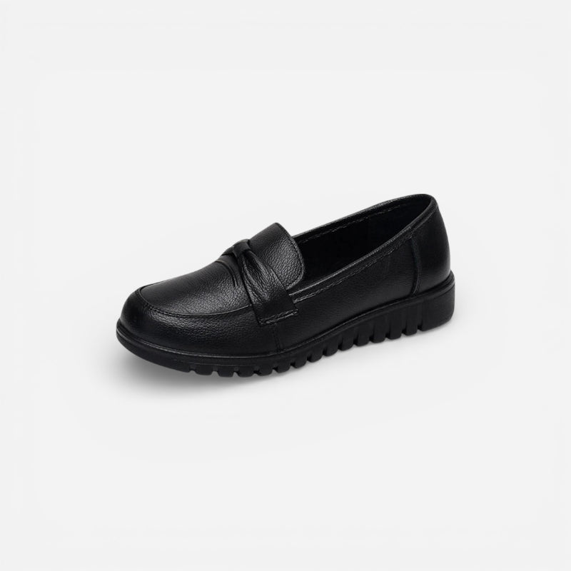 Mocassin Noir Compensé Pour Femme Chic Avec Bandeau