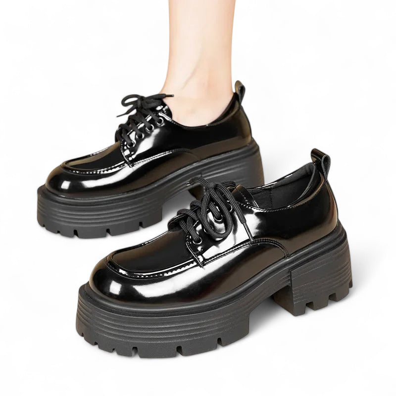 Mocassin Plateforme Cuir Vernis Femme