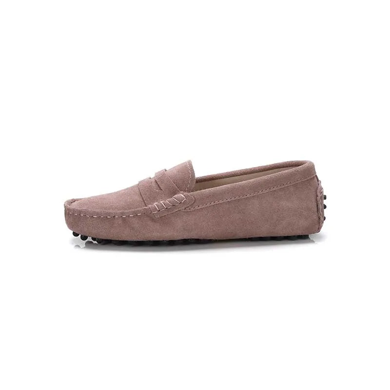 Mocassin En Daim Marron Clair Pour Femme