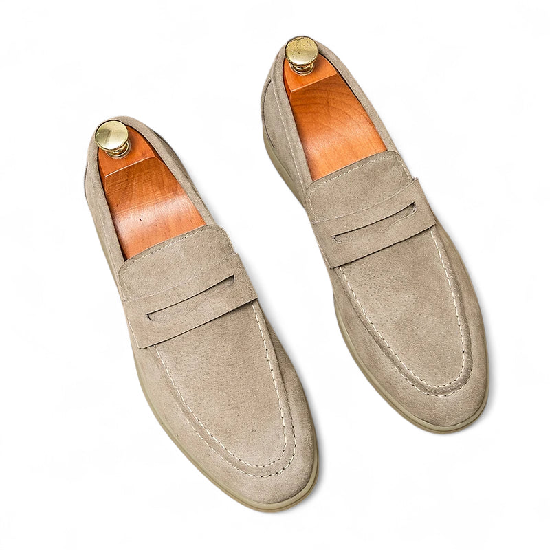 Mocassin En Daim Beige Homme Luxe