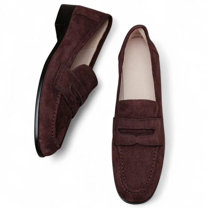 Mocassin Marron Foncé En Daim Pour Femme