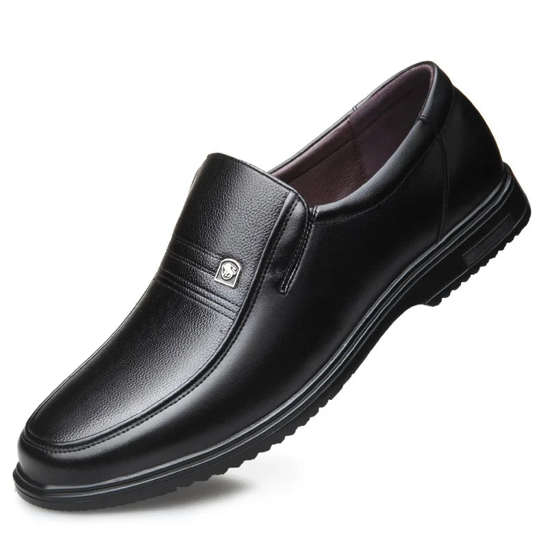 Mocassin Homme Cuir Noir Avec Brochure