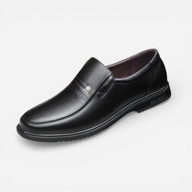 Mocassin Homme Cuir Noir Avec Brochure