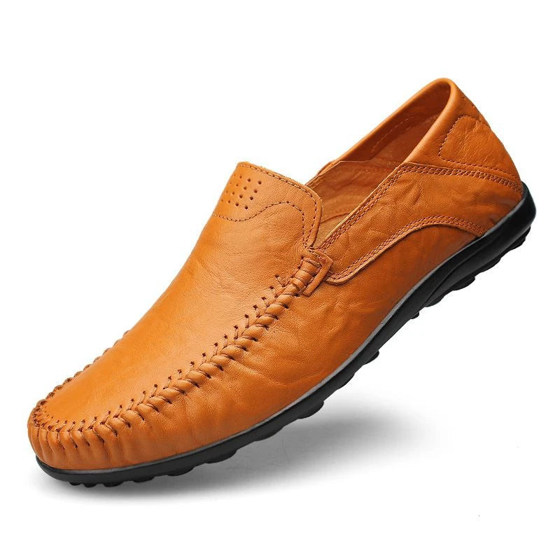 Mocassin Homme Cuir Camel Vintage