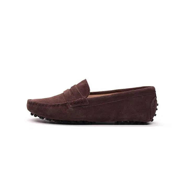 Mocassin En Daim Marron Pour Femme