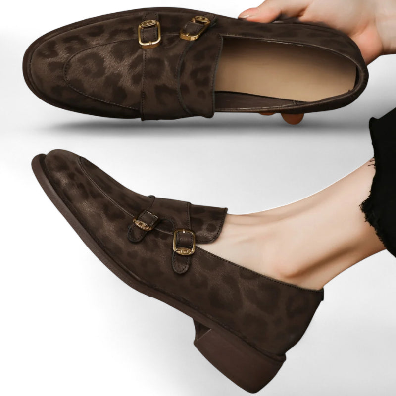 Mocassin En Cuir Design Léopard Femme