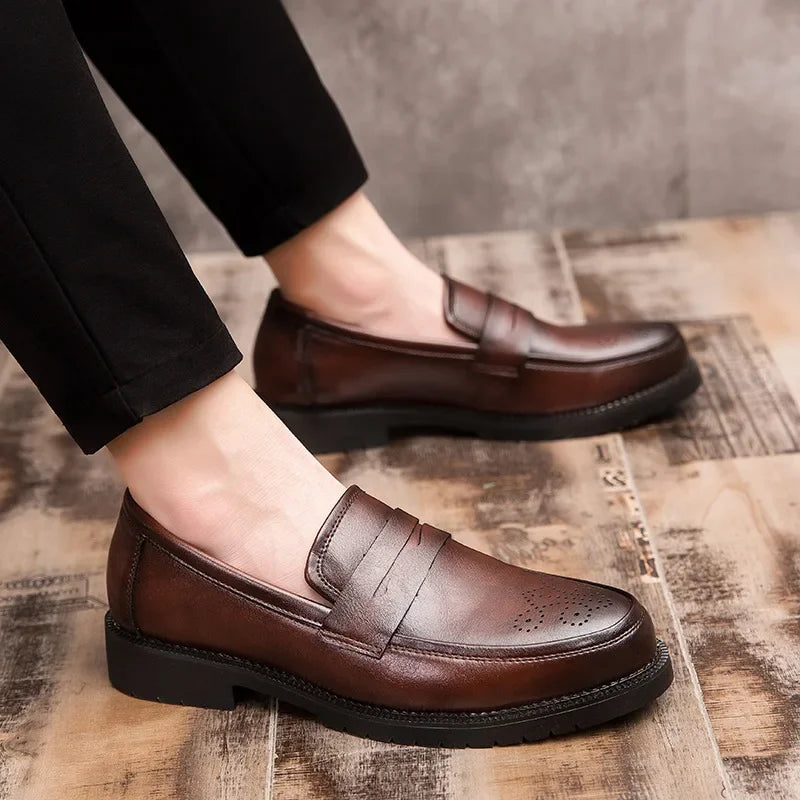 Mocassin Cuir Véritable Orthopédique Marron Pour Homme