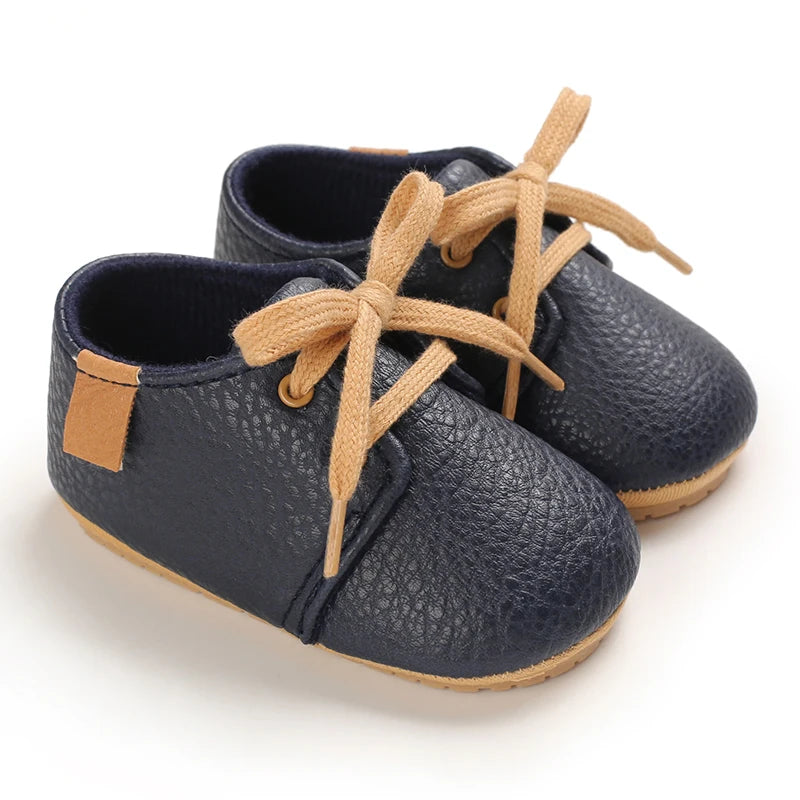 Mocassin Pour Bébé En Cuir Marine