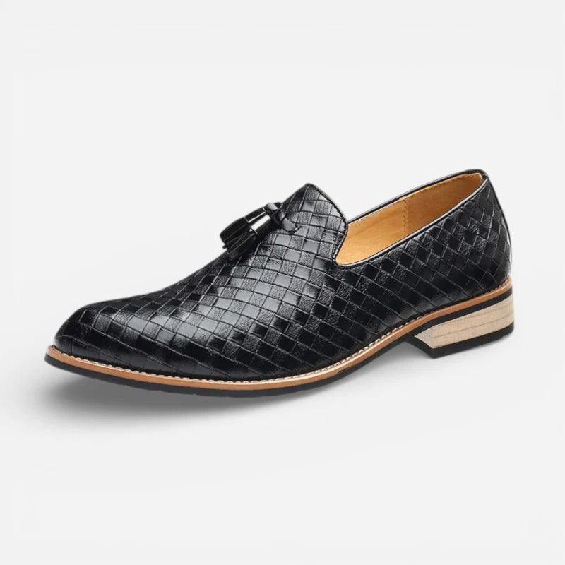 Mocassin Noir Avec Gland En Cuir Vernis Homme