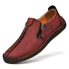 Mocassin En Cuir Bordeaux Avec Fermeture Pour Homme