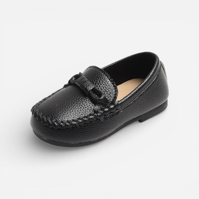 Mocassin Garçon Noir En Cuir