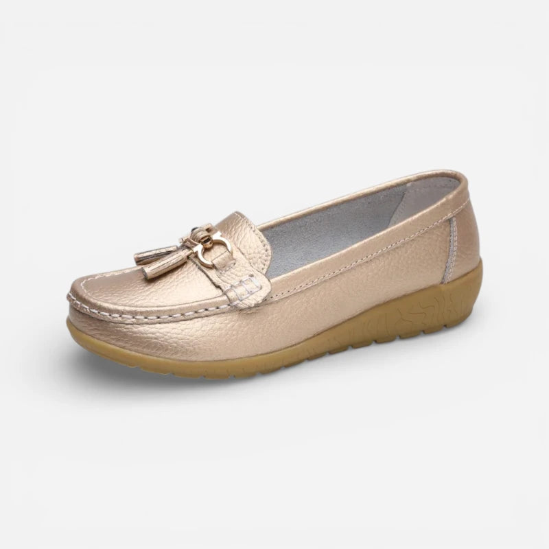 Mocassin Compensé Femme Doré