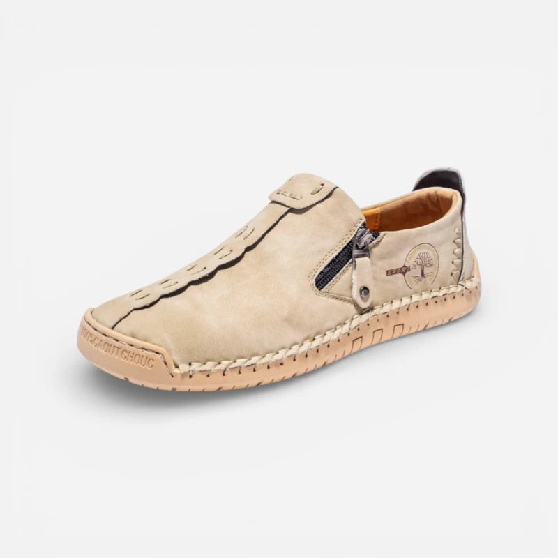 Mocassin En Cuir Beige Avec Fermeture Pour Homme