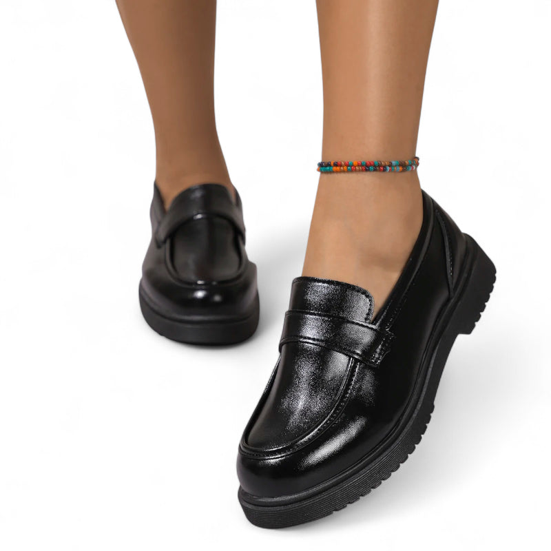 Mocassin Compensé En Cuir Vernis Femme Chic