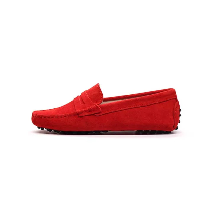 Mocassin Femme Rouge Daim
