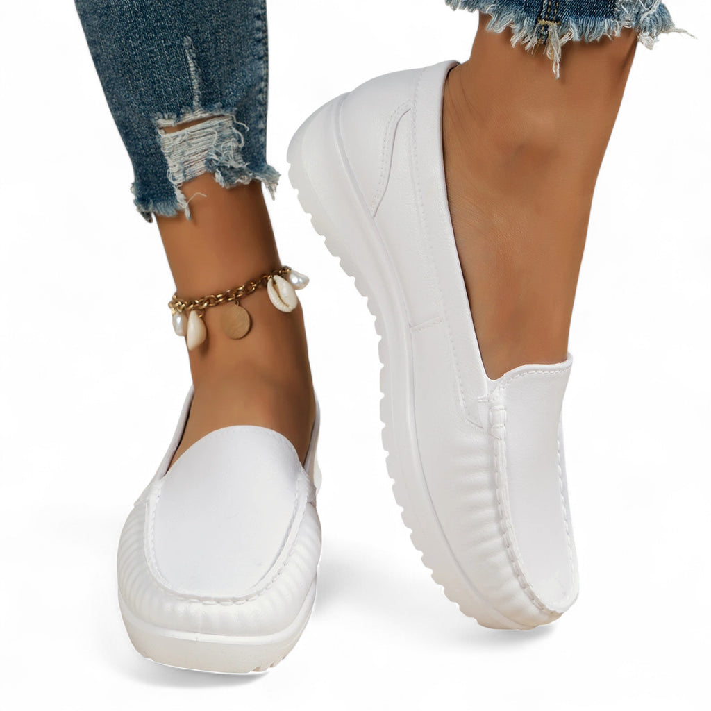 Chaussures Mocassins Blancs Femmes Cuir