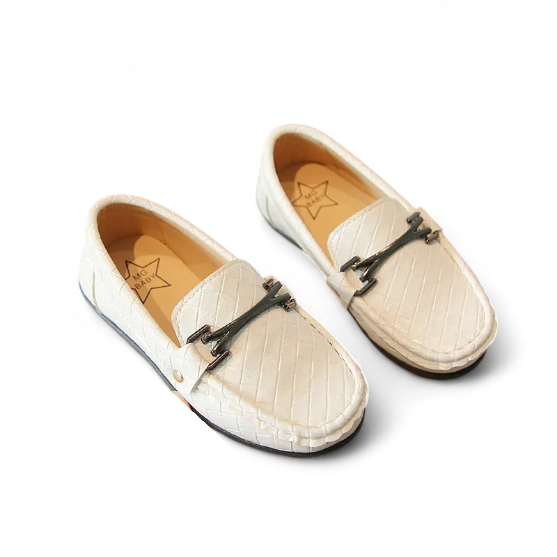 Mocassin Enfant Garçon Blanc En Cuir