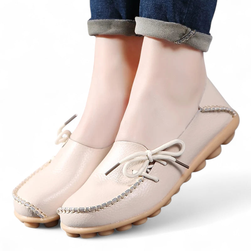 Mocassin Cuir Beige Femme