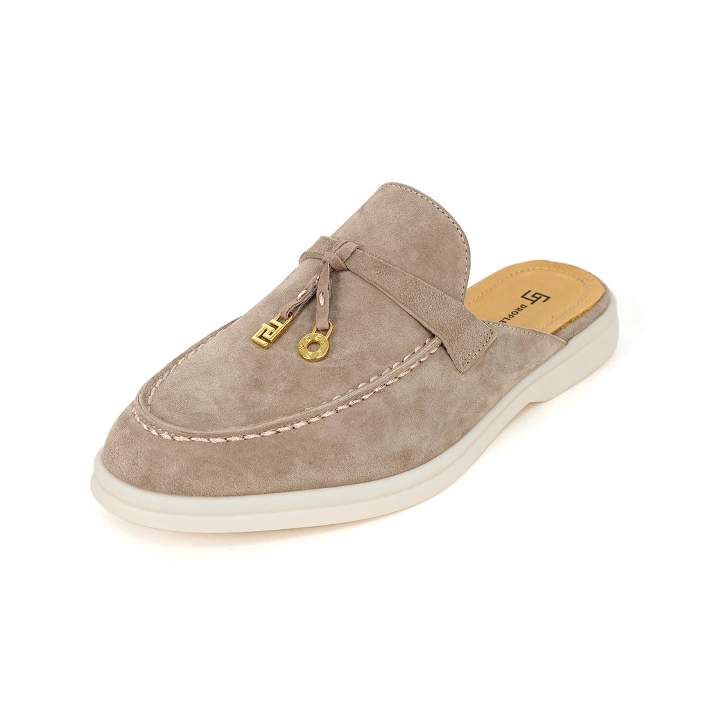 Mocassin Ouvert En Daim Marron Clair Gland