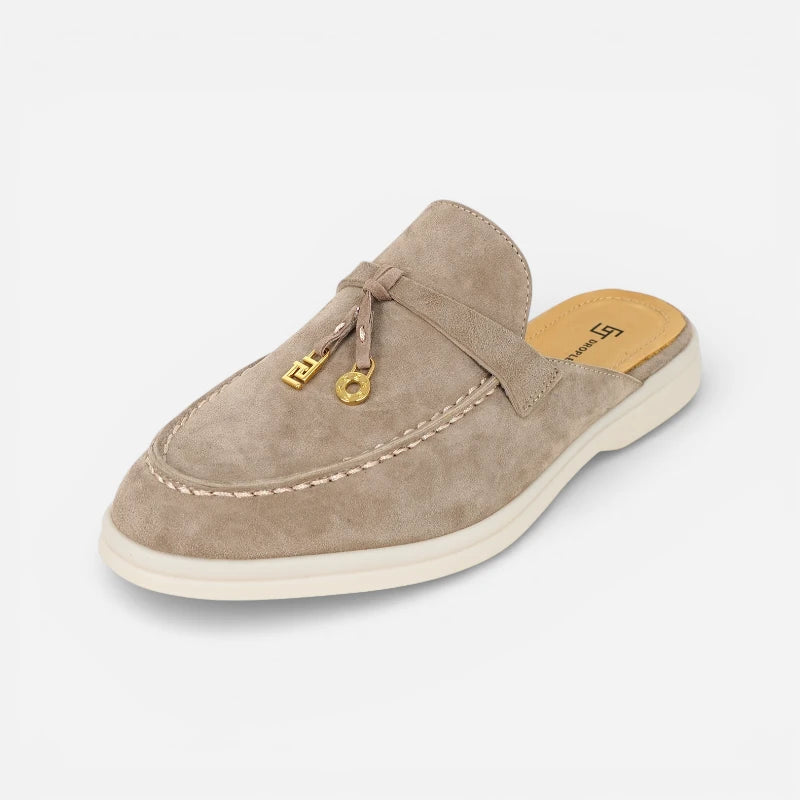 Mocassin Ouvert En Daim Marron Clair Gland