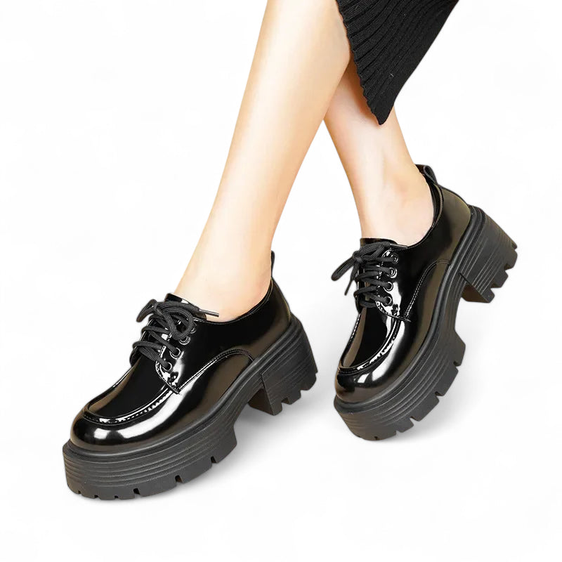 Mocassin Plateforme Cuir Vernis Femme