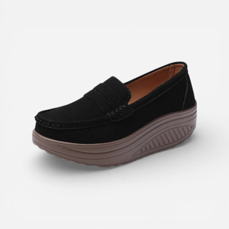 Mocassins Femme Noir Plateforme