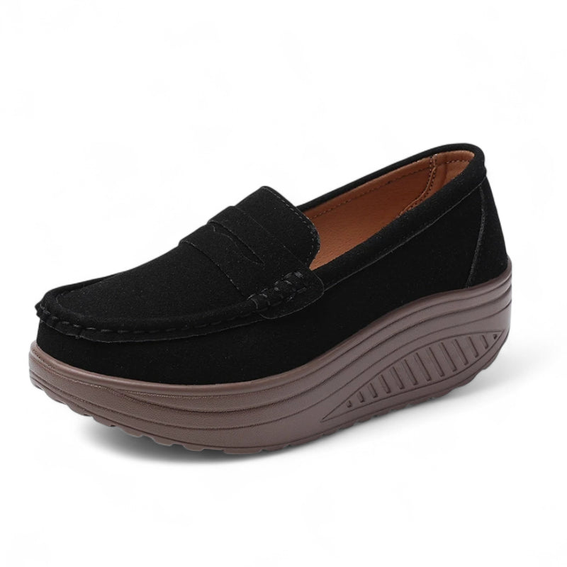 Mocassins Femme Noir Plateforme