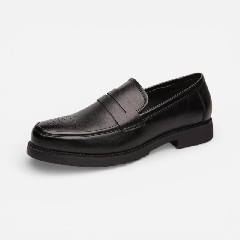 Mocassin Orthopédique En Cuir Véritable Noir Pour Costume Mariage Pour Homme