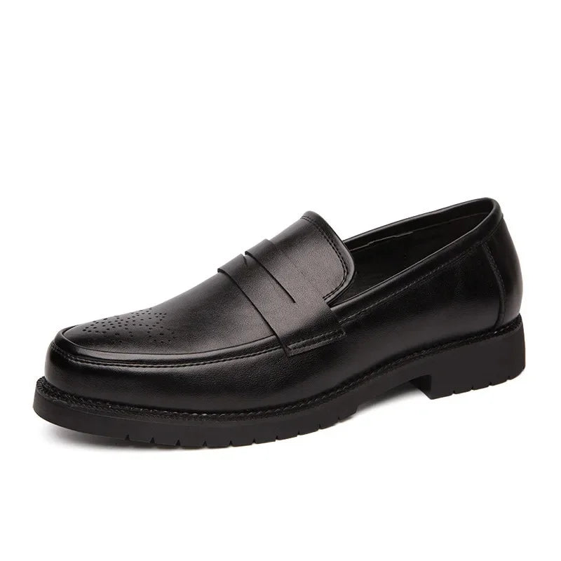Mocassin Orthopédique En Cuir Véritable Noir Pour Costume Mariage Pour Homme