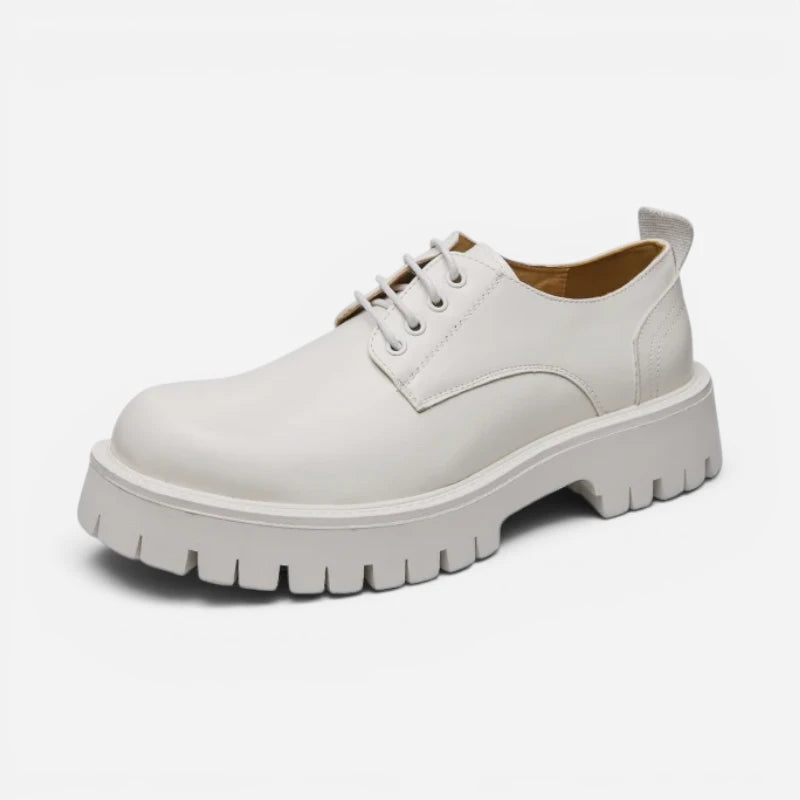 Mocassin Derby Plateforme Blanc À Lacets