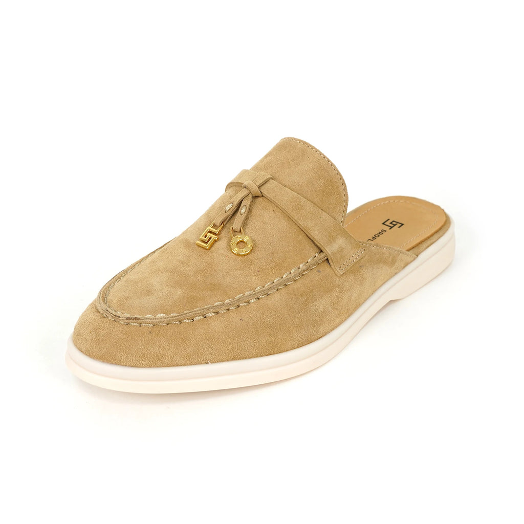 Mocassin Ouvert Daim Beige Femme