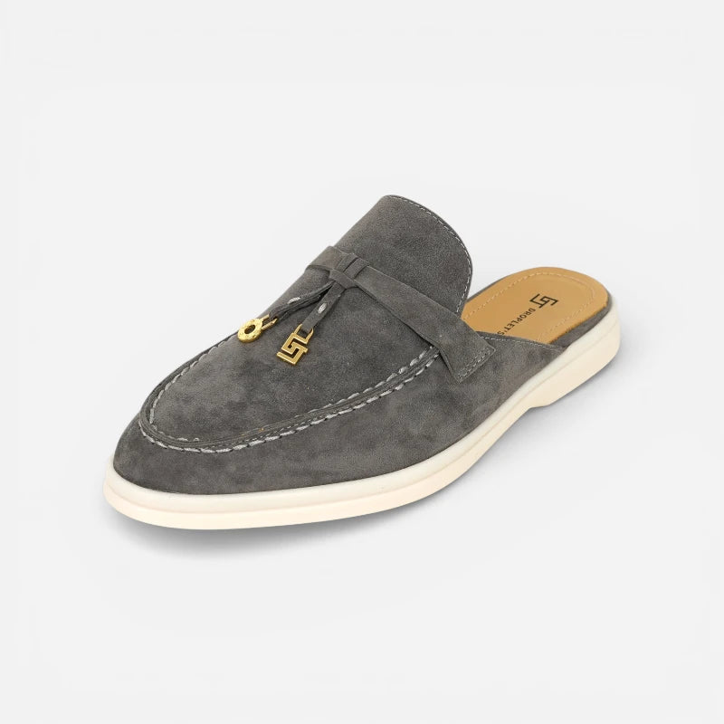 Mocassin Ouvert Gris Très Foncé Pour Femme