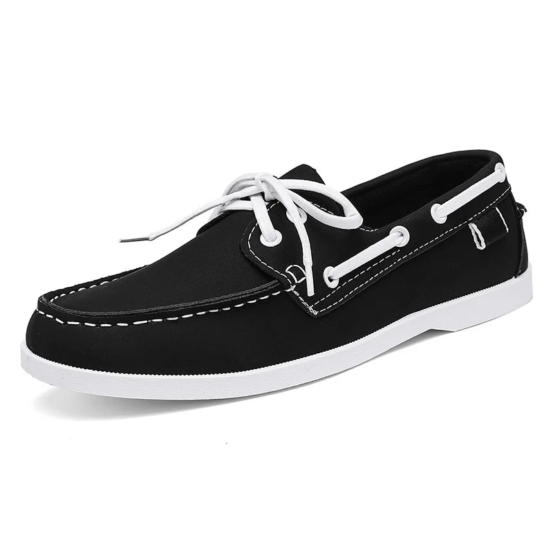Mocassin Noir Et Blanc Homme Lacet