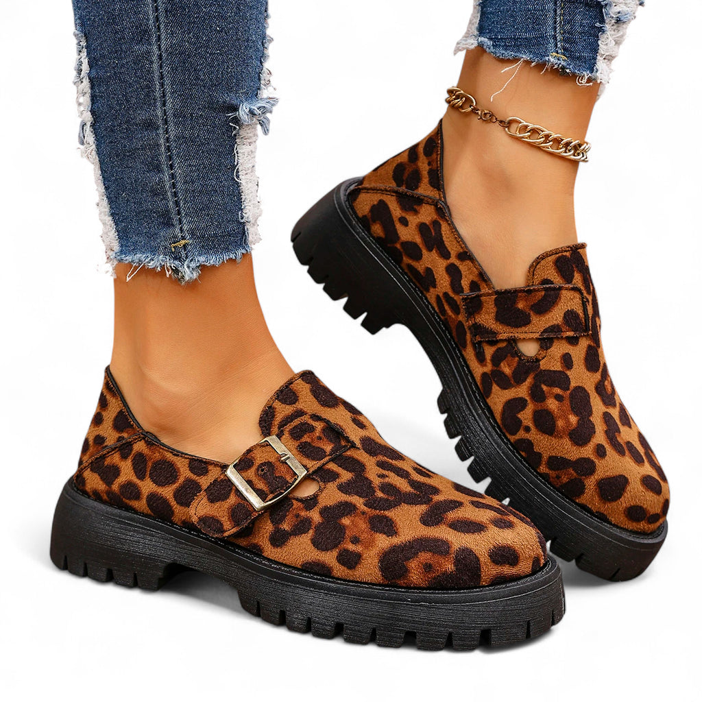 Mocassin Femme Léopard Compensé