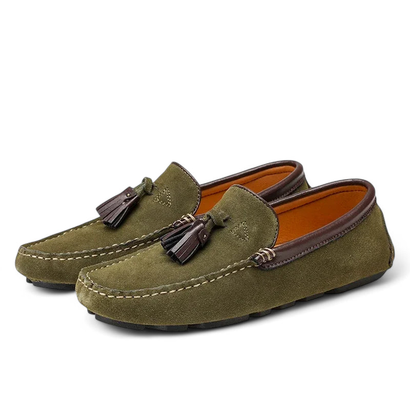 Mocassin En Daim Kaki à Gland Homme