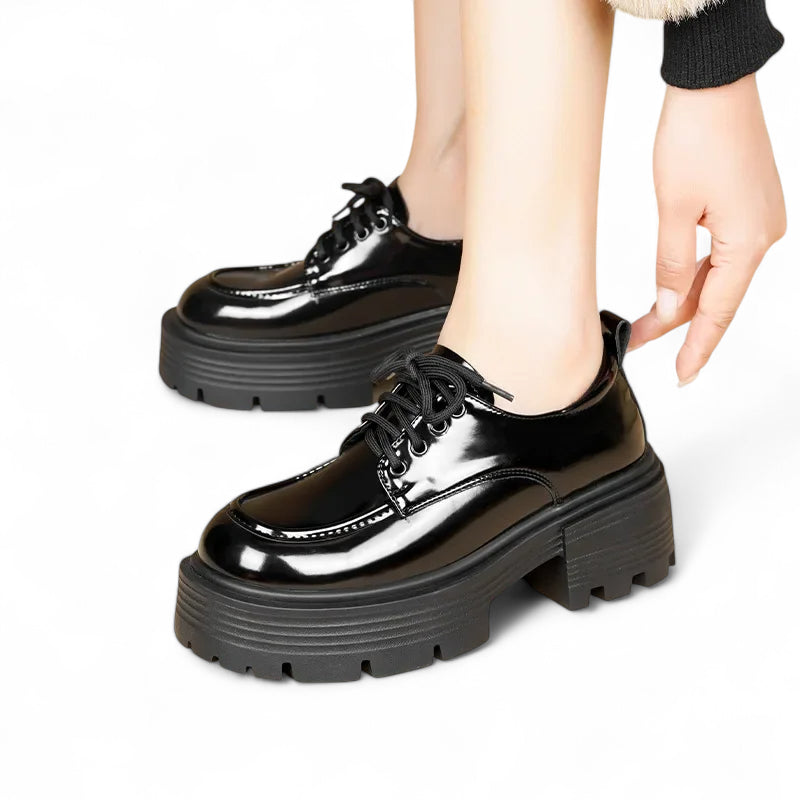 Mocassin Plateforme Cuir Vernis Femme