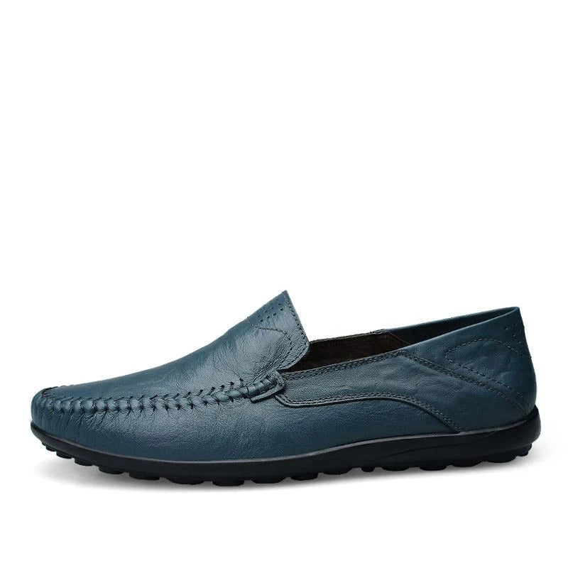 Mocassin En Cuir Vernis Bleu Pour Homme