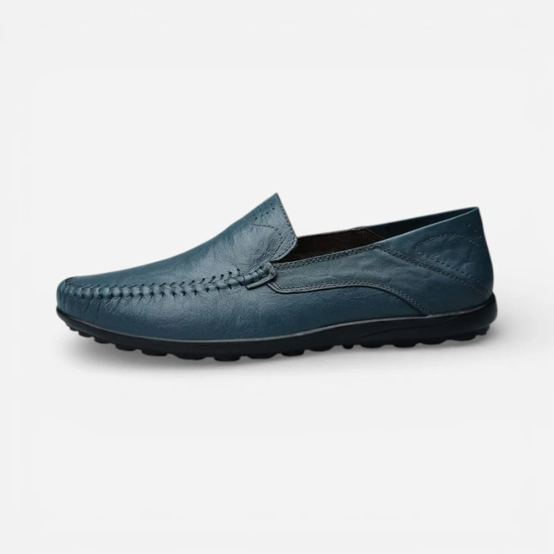 Mocassin En Cuir Vernis Bleu Pour Homme