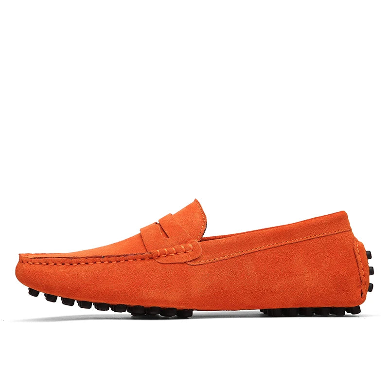 Mocassin Homme Orange Daim