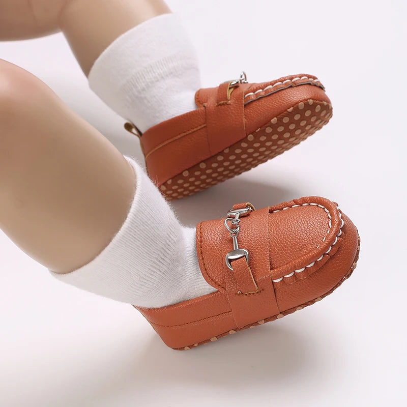 Mocassin En Cuir Marron Pour Bébé Chainette
