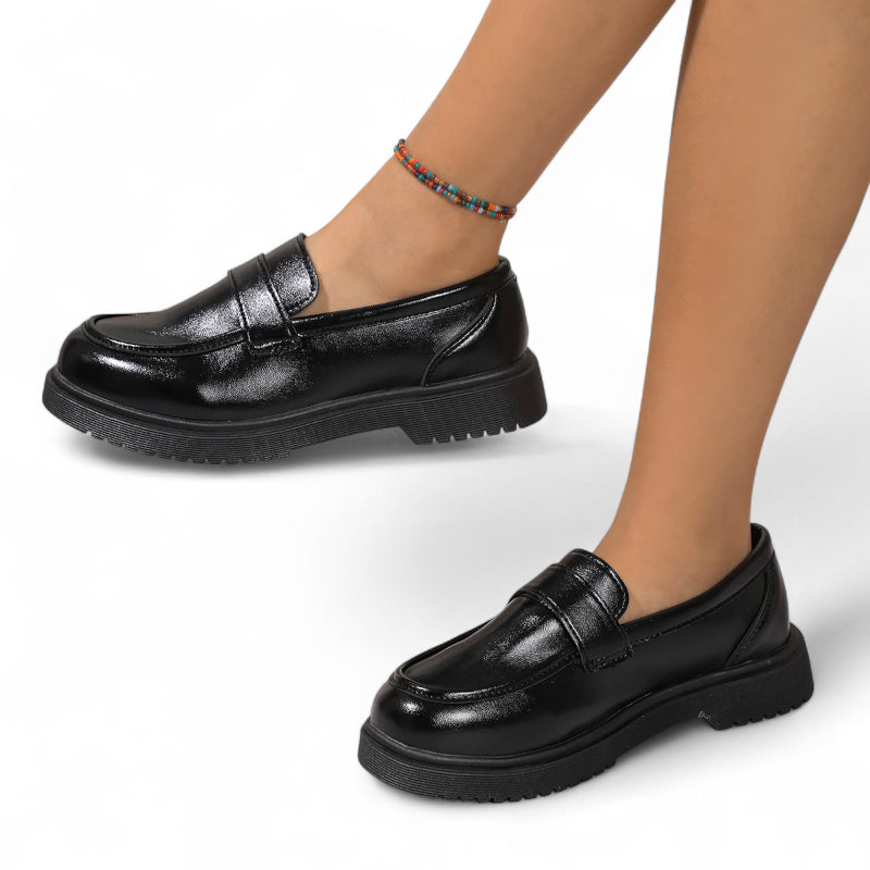 Mocassin Compensé En Cuir Vernis Femme Chic