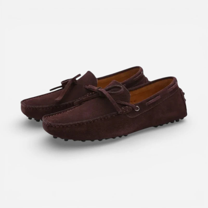 Mocassin Bateau Bordeaux été En Daim Nubuck Pour Homme