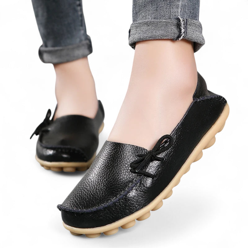 Mocassin Lacets Femme Cuir Noir