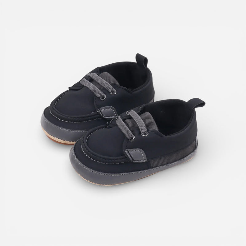 Mocassin En Cuir Noir Bébé Garçon